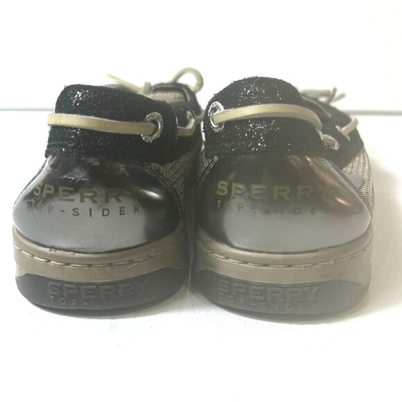 Sperry Top-Sider Black/Brown Leather Women's 8 M Loafer Glitter Bow Slip On Flat - Picture 9 of 11